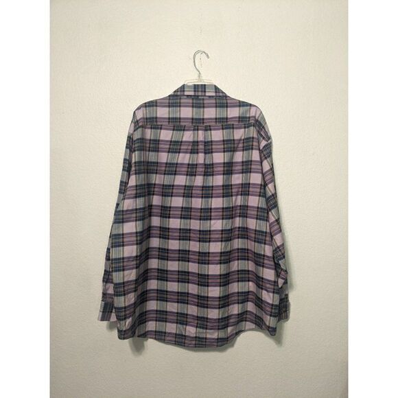 2XL Men's Brooks Brothers Cotton Button Down Plaid Purple Shirt Made In Italy - Picture 5 of 14